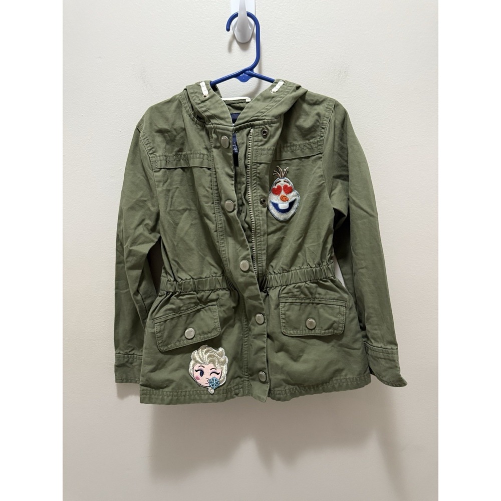 GapKids Disney Frozen Army Green Utility Jacket with Elsa & Olaf  Small